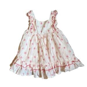 Cupcakes & Cashmere white pink heart‎ Valentine ruffle dress SIZE 3-6M
